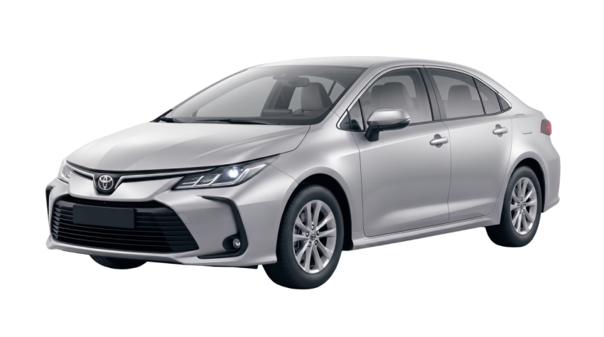 Silver Toyota Corolla Sedan PNG Isolated on Transparent Background