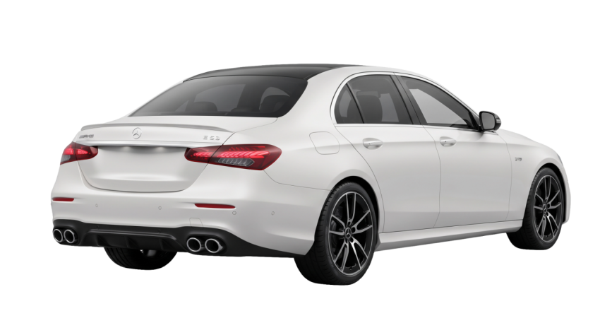 White Luxury Sports Sedan Rear Three Quarter Left View Isolated PNG