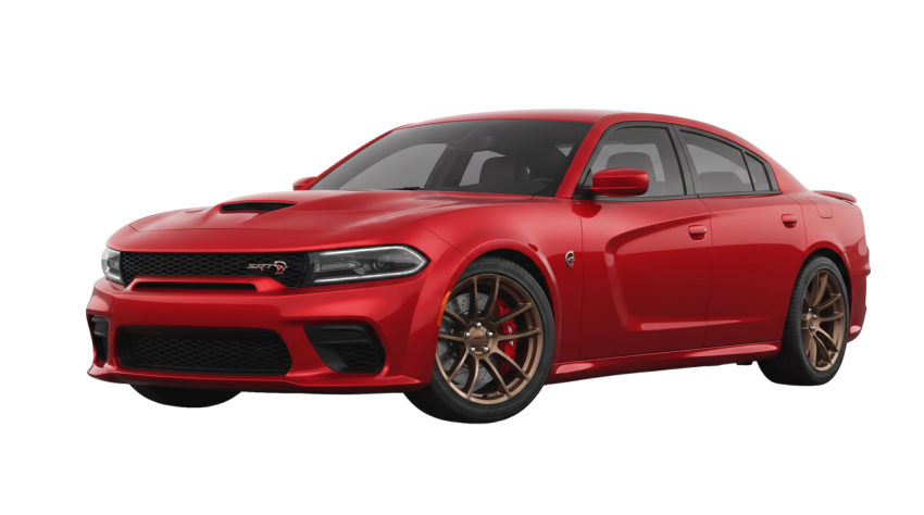 Red Muscle Sports Sedan PNG Transparent Background – Performance Car