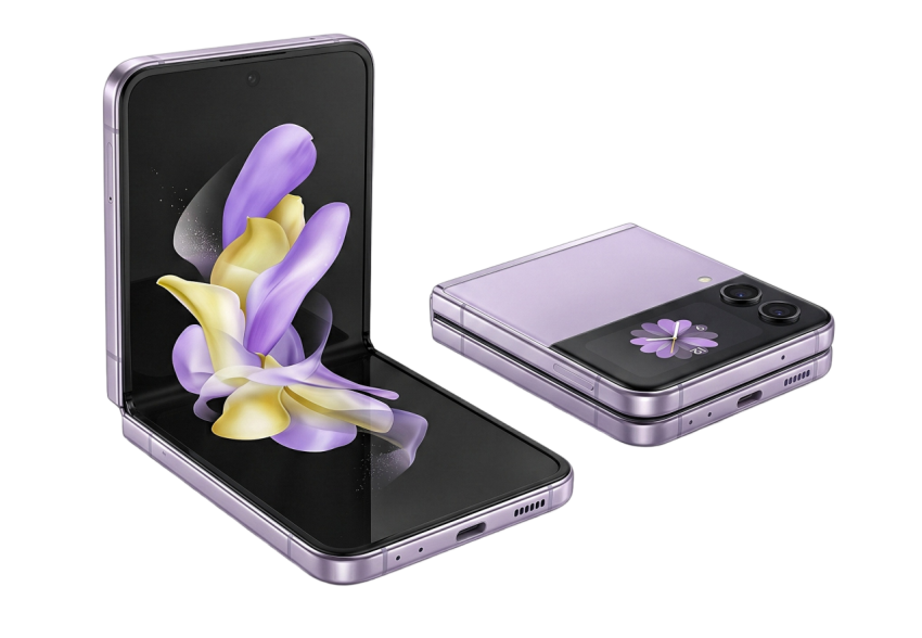 Samsung Galaxy Z Flip Lavender Open and Closed PNG