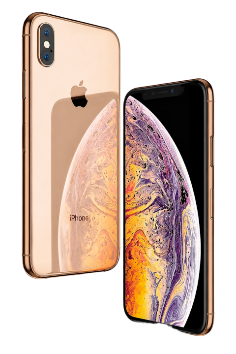Apple iPhone XS Gold Front and Back View Transparent PNG