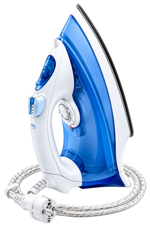 Modern Blue and White Electric Steam Iron PNG