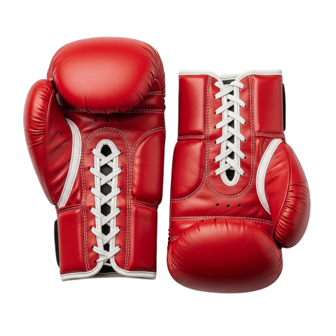 Red Boxing Gloves with White Laces – PNG