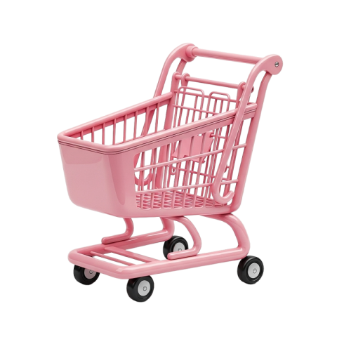 Pink Mini Shopping Cart 3D Icon