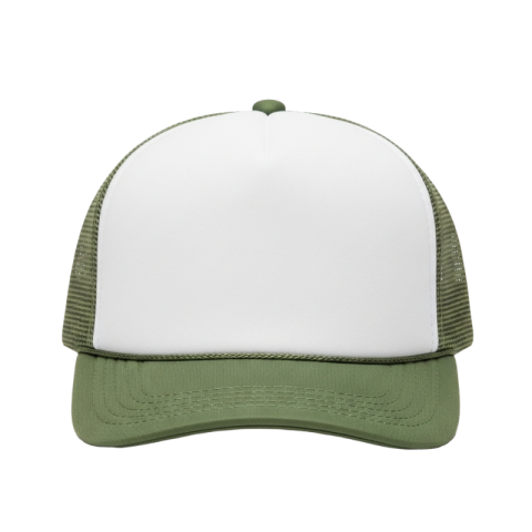 Green & White Trucker Cap PNG Mockup