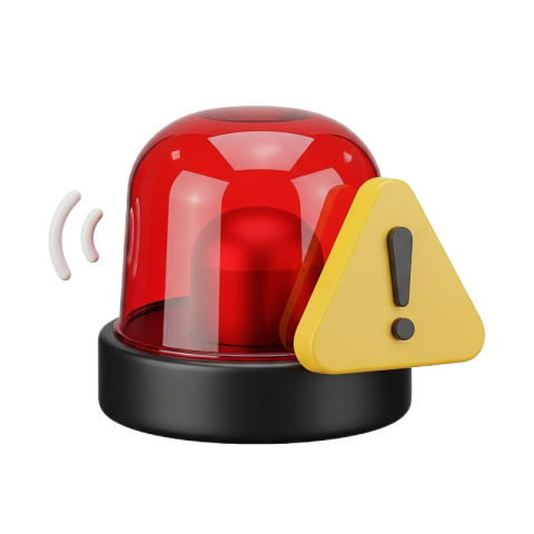 Red Emergency Alert Siren with Warning 3D Icon (PNG)