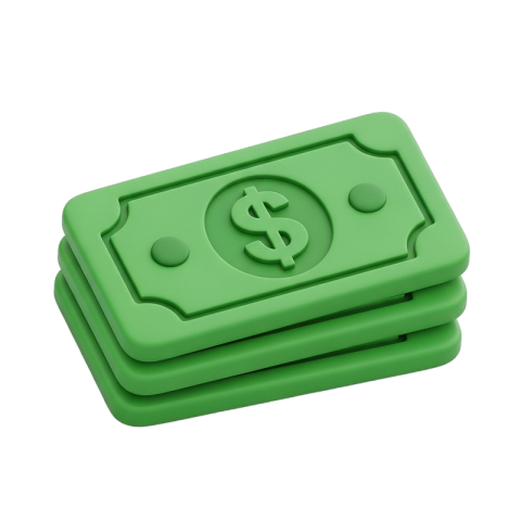 Stack of Green Dollar Bills – 3D Money Icon