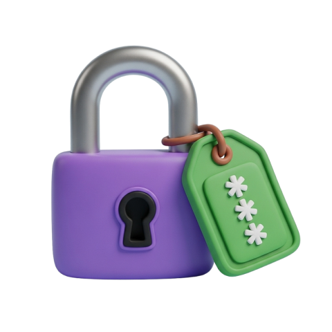 Secure Padlock with Password Tag – 3D Icon