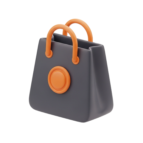 3D Shopping Bag Icon – Minimal E-commerce PNG