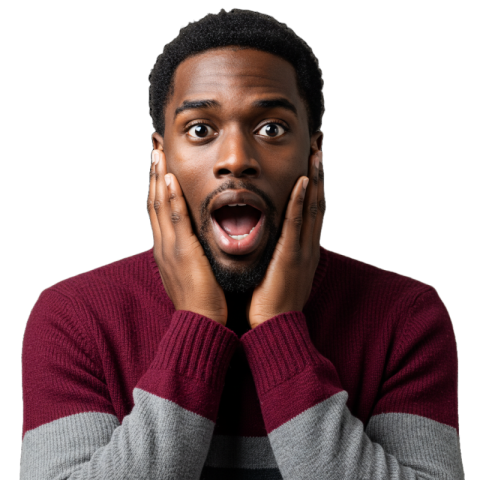 A shocked face of man PNG image