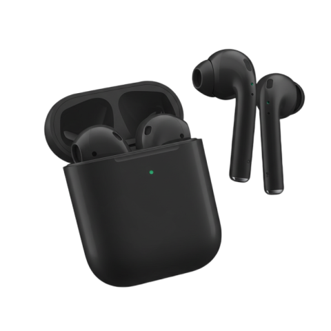 Black earpods with a charging case PNG Image