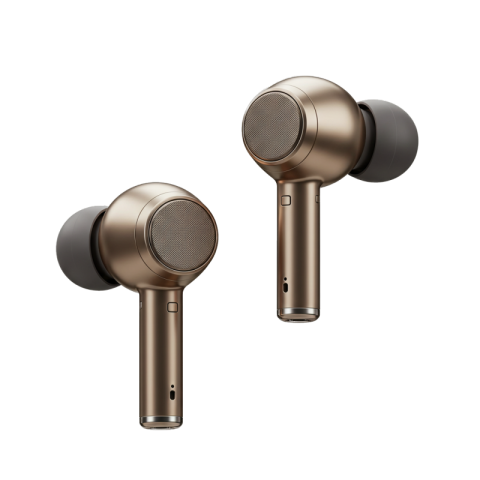 Golden Wireless earbuds bluetooth PNG Image