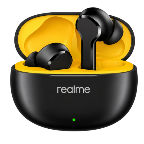 Realme Wireless Earbuds Black and Yellow Transparent PNG