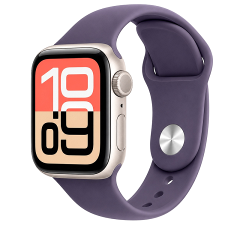 Apple Watch Starlight Case with Purple Sport Band Transparent PNG