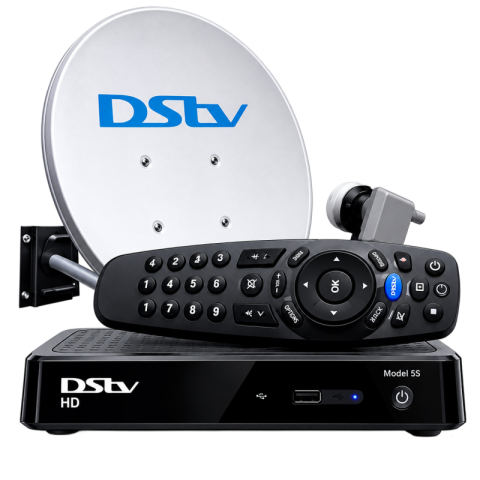 DStv HD Decoder Model 5S with Satellite Dish & Remote PNG