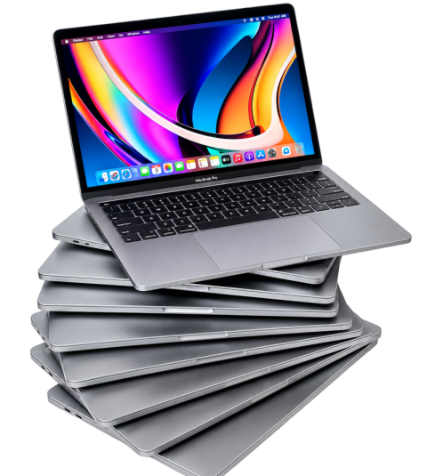 Stack of Silver MacBooks PNG Image