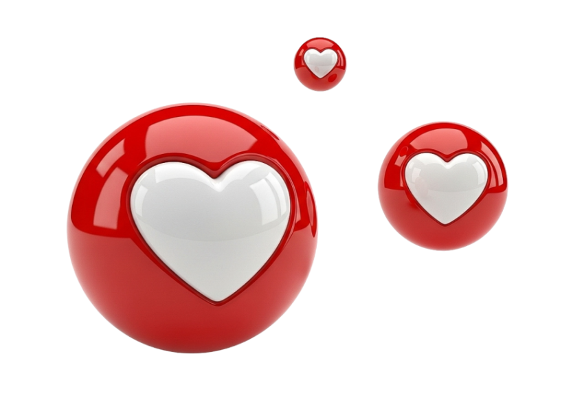 3D Heart Bubbles – Romantic Abstract