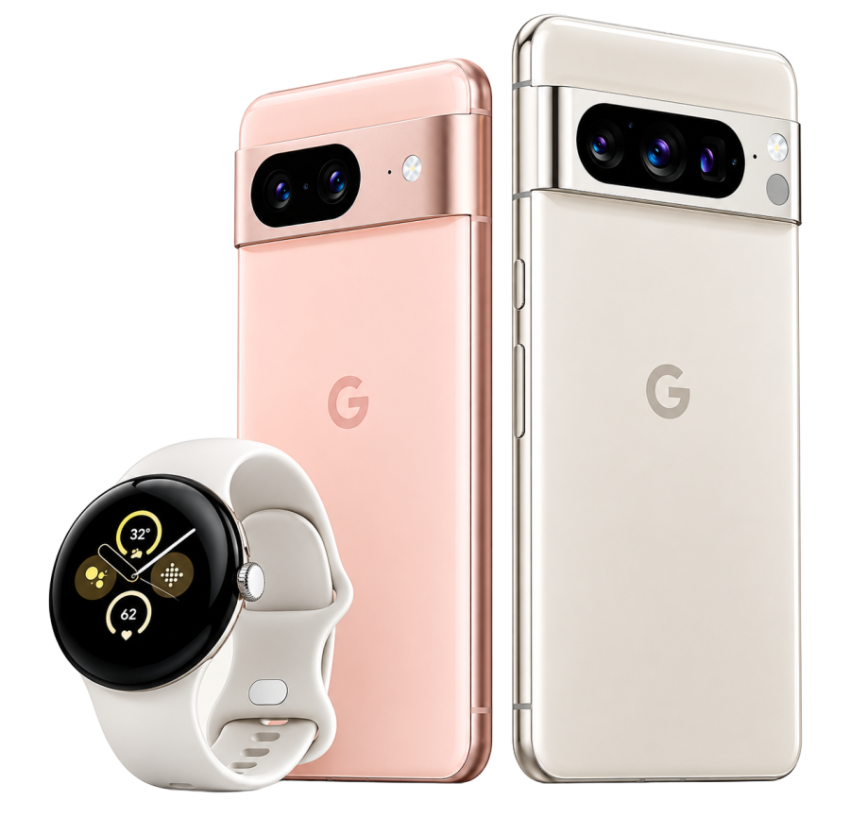 Google Pixel Phones and Smartwatch PNG