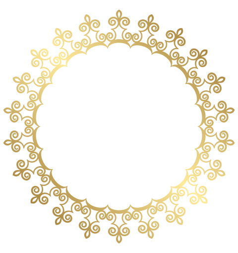 Round gold border frames transparent