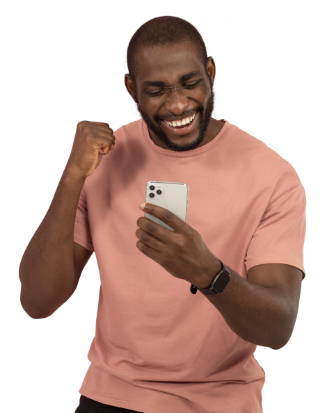 A man holding a phone free PNG image
