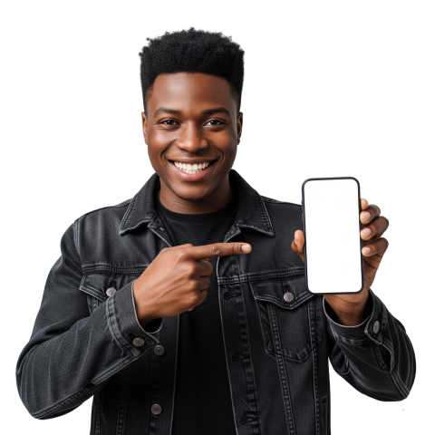 A african man holding a Smartphone