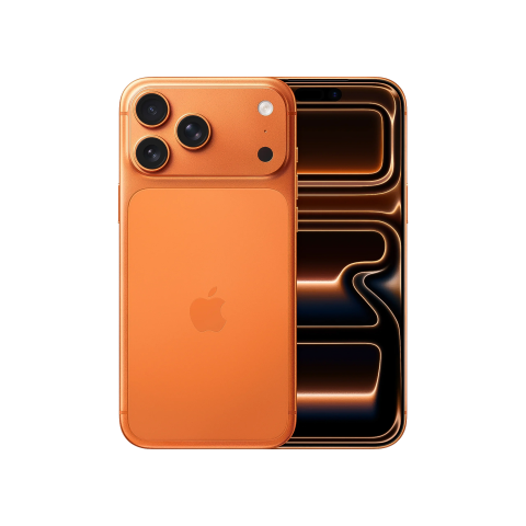 iPhone 17 Pro Max Orange PNG – Front & Back View (Transparent Background)