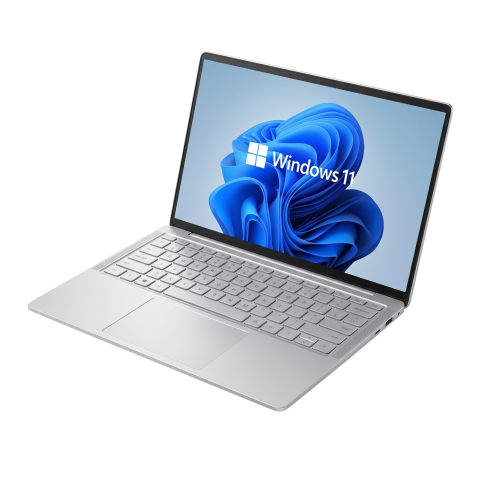 Modern Silver Laptop with Windows 11 PNG