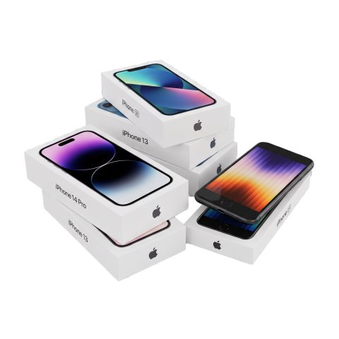 Apple iPhone Devices and Retail Boxes PNG